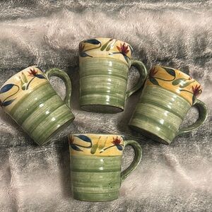 Pier 1  Elizabeth handpainted 16  Mugs Set of 4